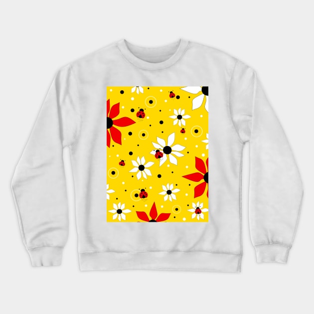 LADYBUGS and Flowers Blooming Paradise - Flowers Art Crewneck Sweatshirt by SartorisArt1